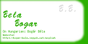 bela bogar business card